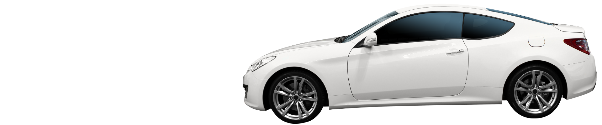 Image of the side view of a white 4 door car.